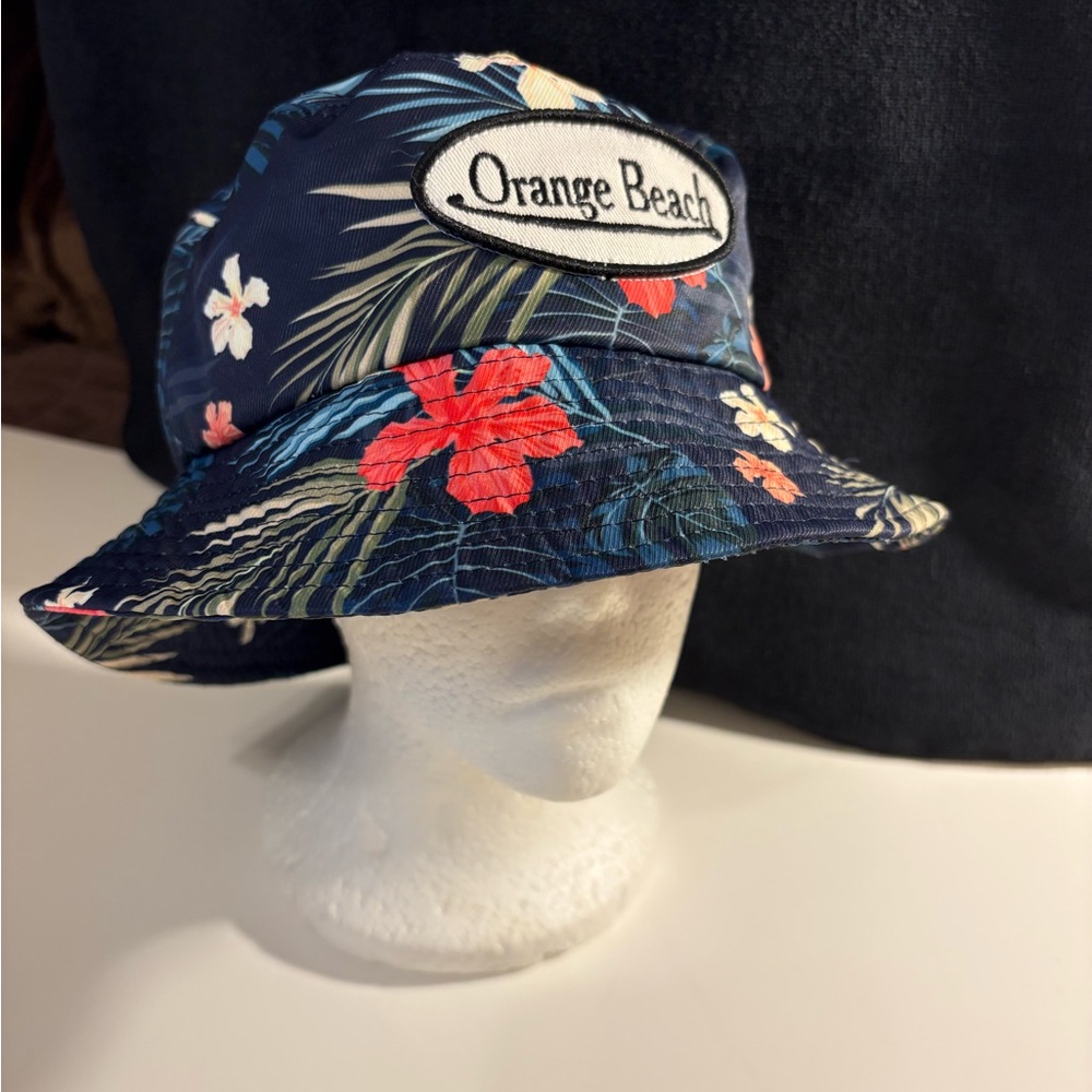 Lucky7 Brand Floral Bucket Hat - Navy and Red